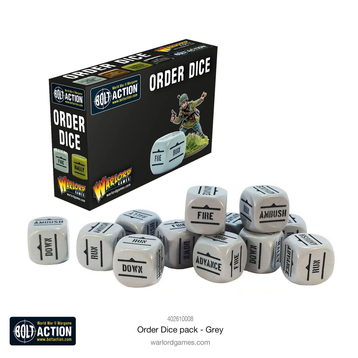 Bolt Action - Orders Dice Pack - Gray