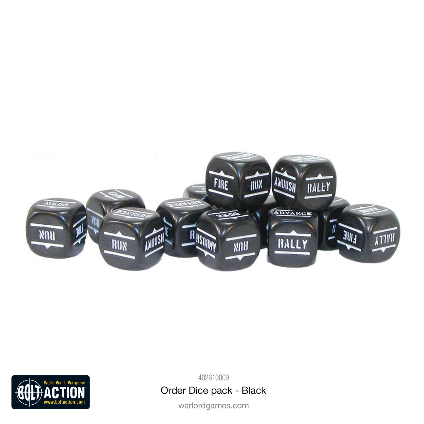 Bolt Action - Befehlswürfel-Pack - Schwarz