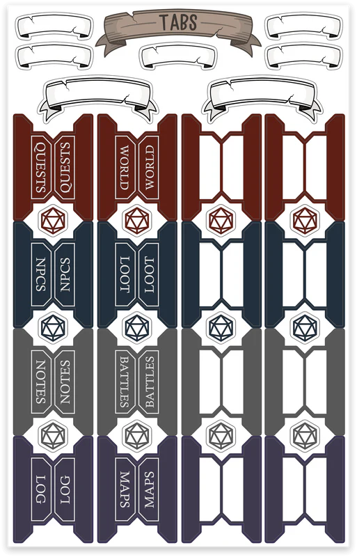 TTRPG Notizbuch Mini Sticker