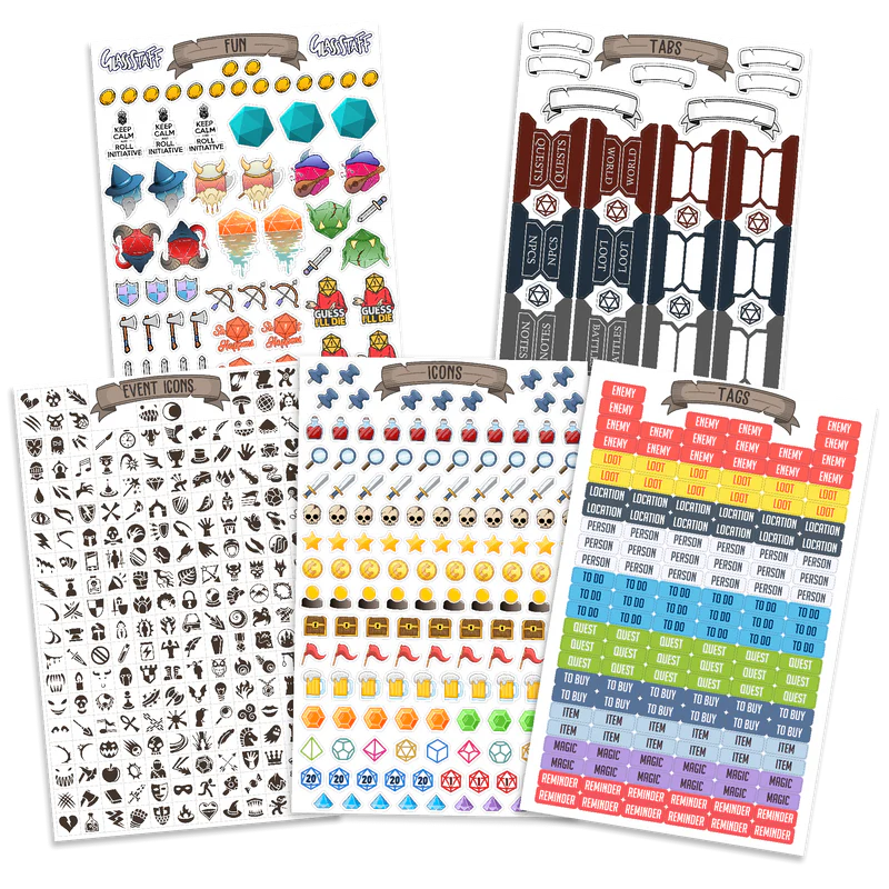 TTRPG Notizbuch Mini Sticker