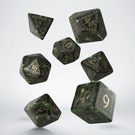 Runic Bottle-green and gold Dice Set