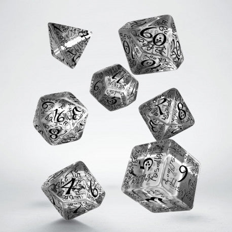 Elvish Translucent and black Dice Set