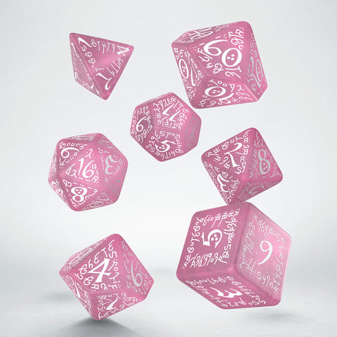 Elvish Shimmering pink and White Dice Set