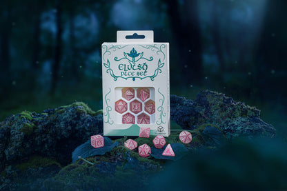 Elvish Shimmering pink and White Dice Set