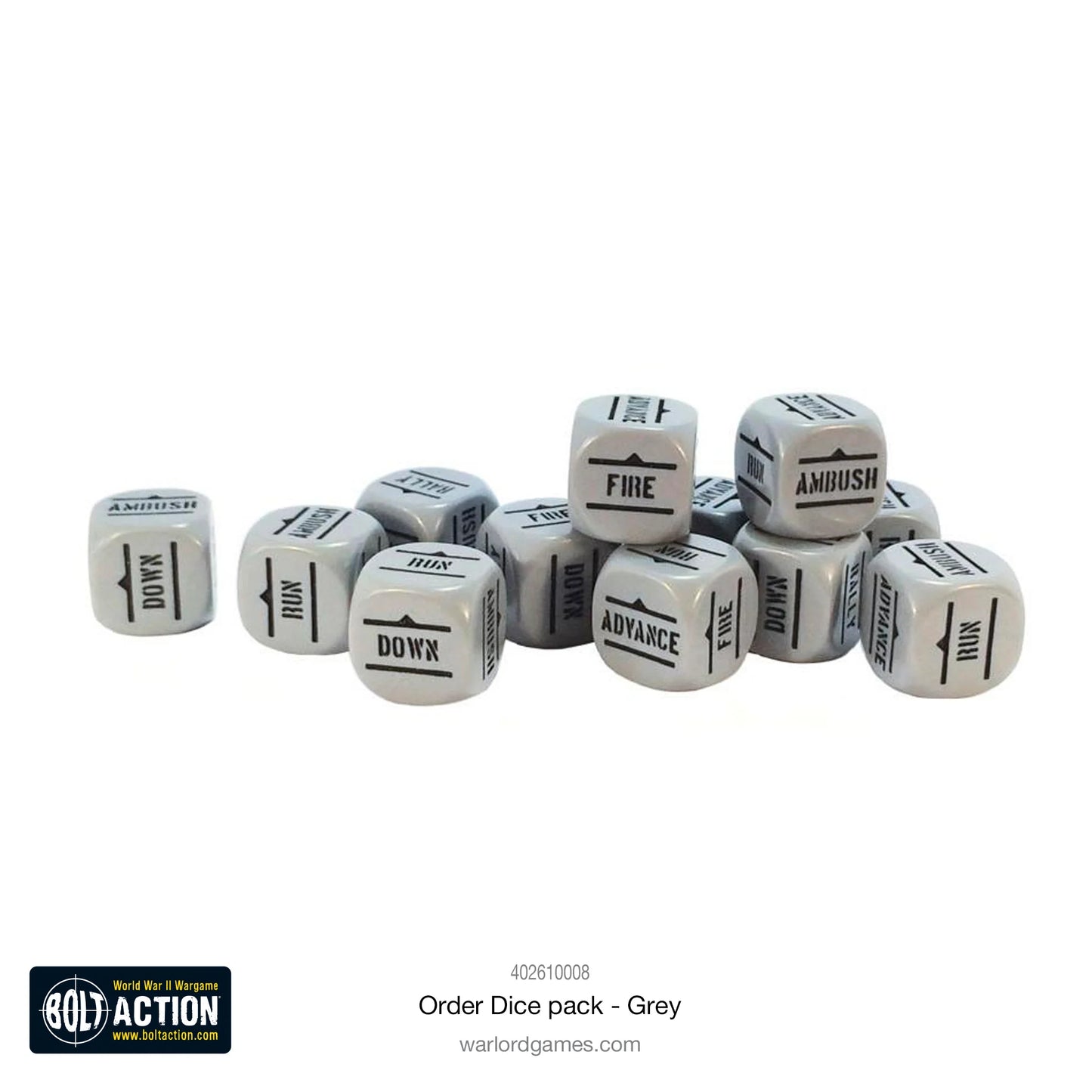Bolt Action - Befehlswürfel-Set - Grau