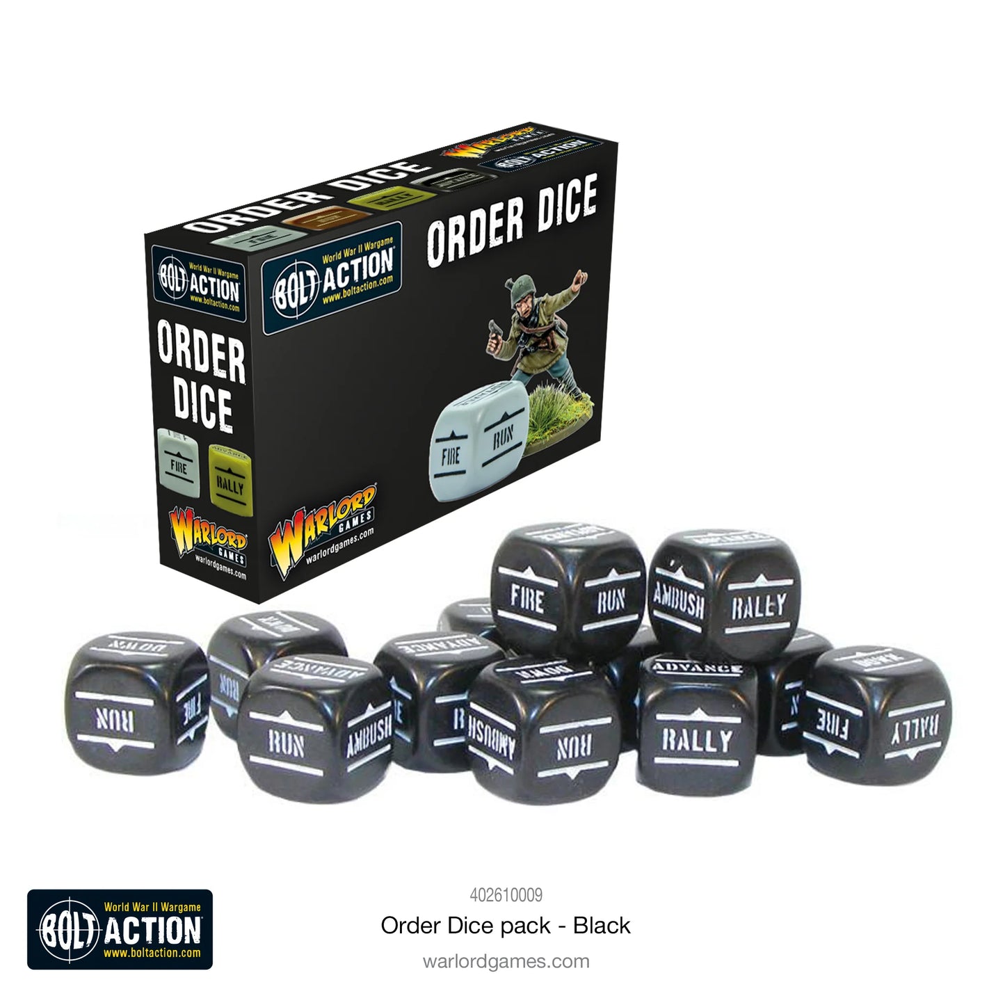 Bolt Action - Befehlswürfel-Pack - Schwarz