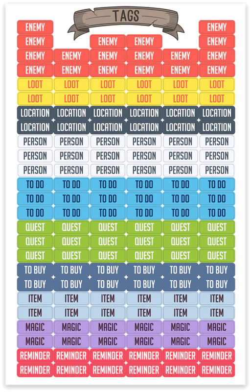 TTRPG Notebook Mini Stickers