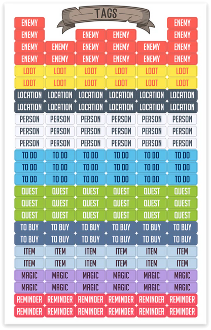 TTRPG Notebook Mini Stickers