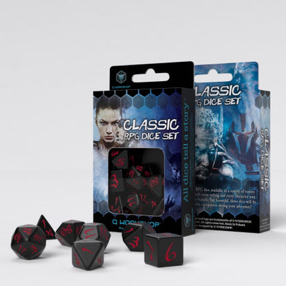 Classic RPG Black and red Dice Set