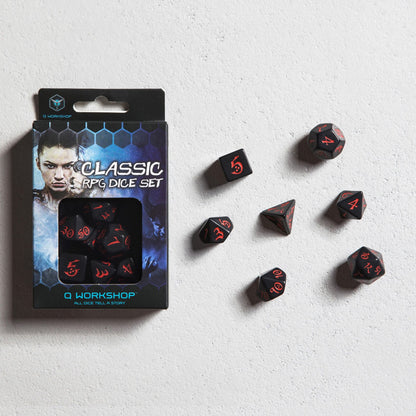 Classic RPG Black and red Dice Set