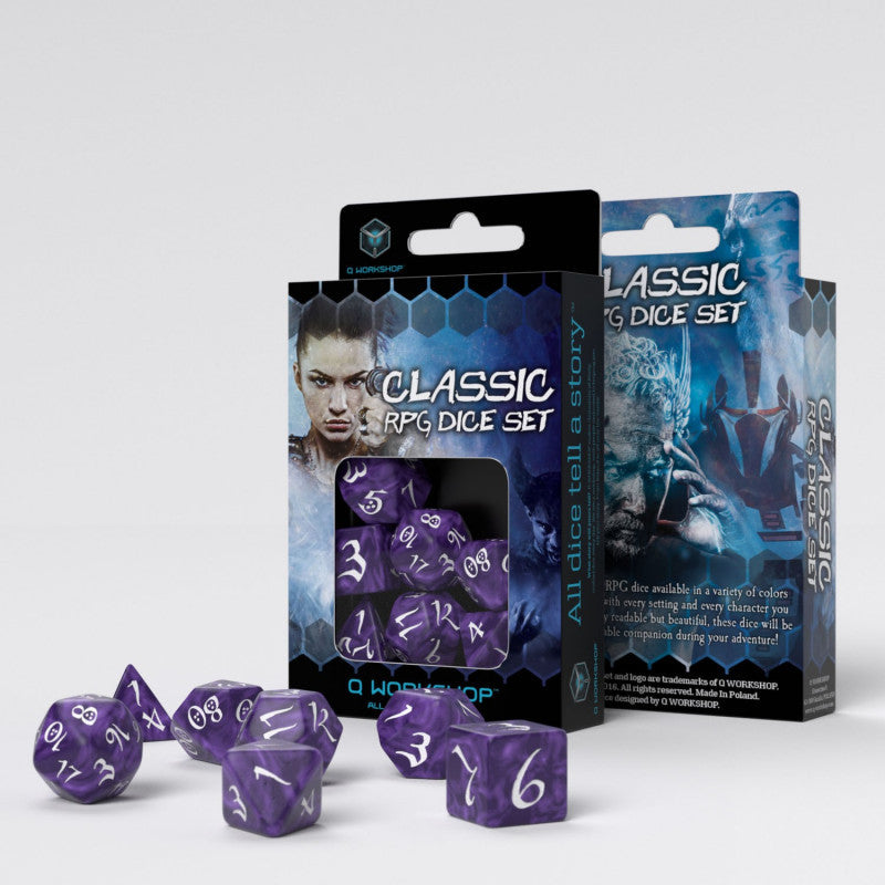 Classic RPG Lavender and white Dice Set