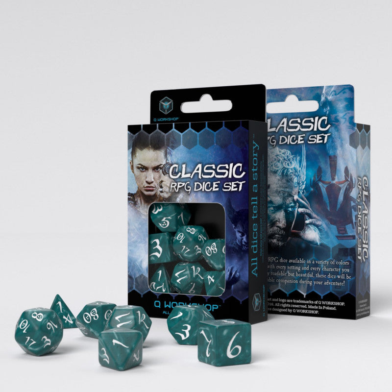 Classic RPG Stormy and white Dice Set