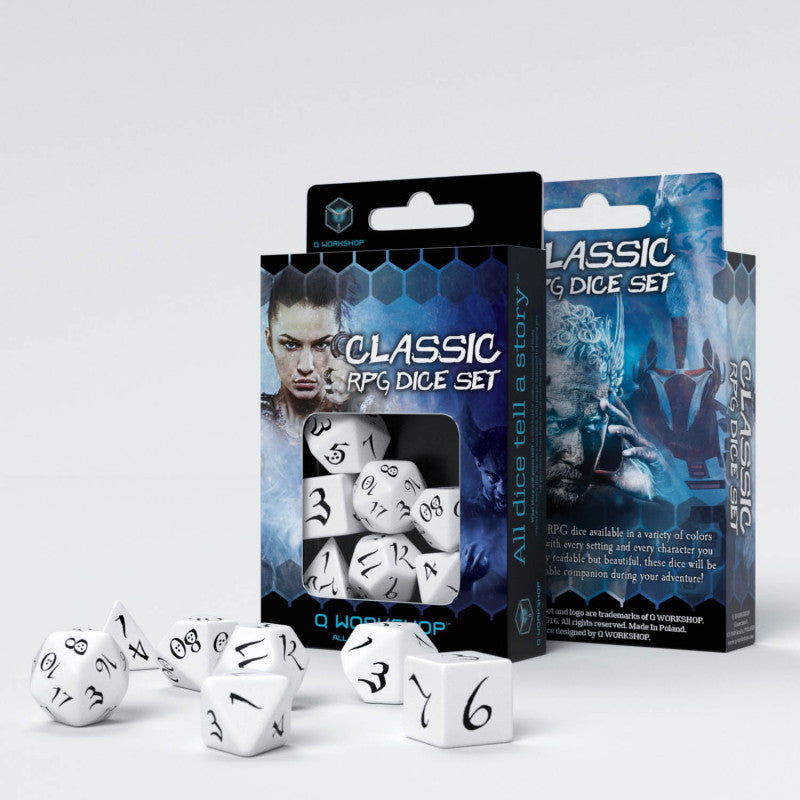 Classic RPG White and black Dice Set