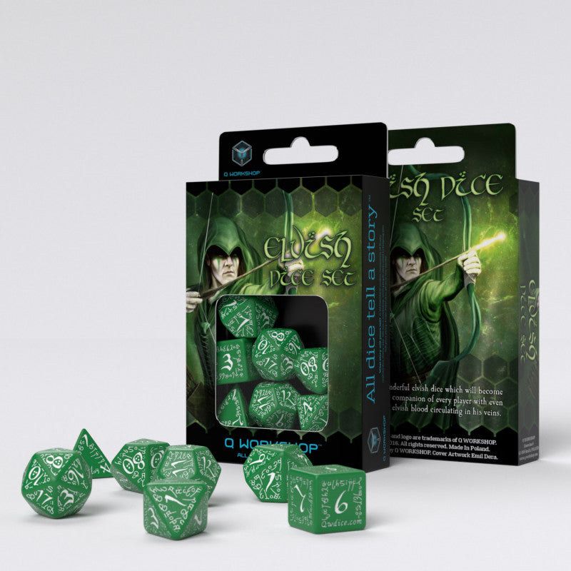 Elvish Green and White Dice Set