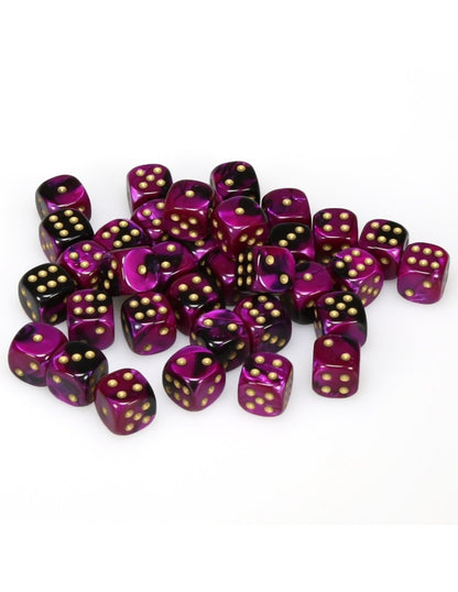 12mm d6 Black-Purple/gold (36 dice)